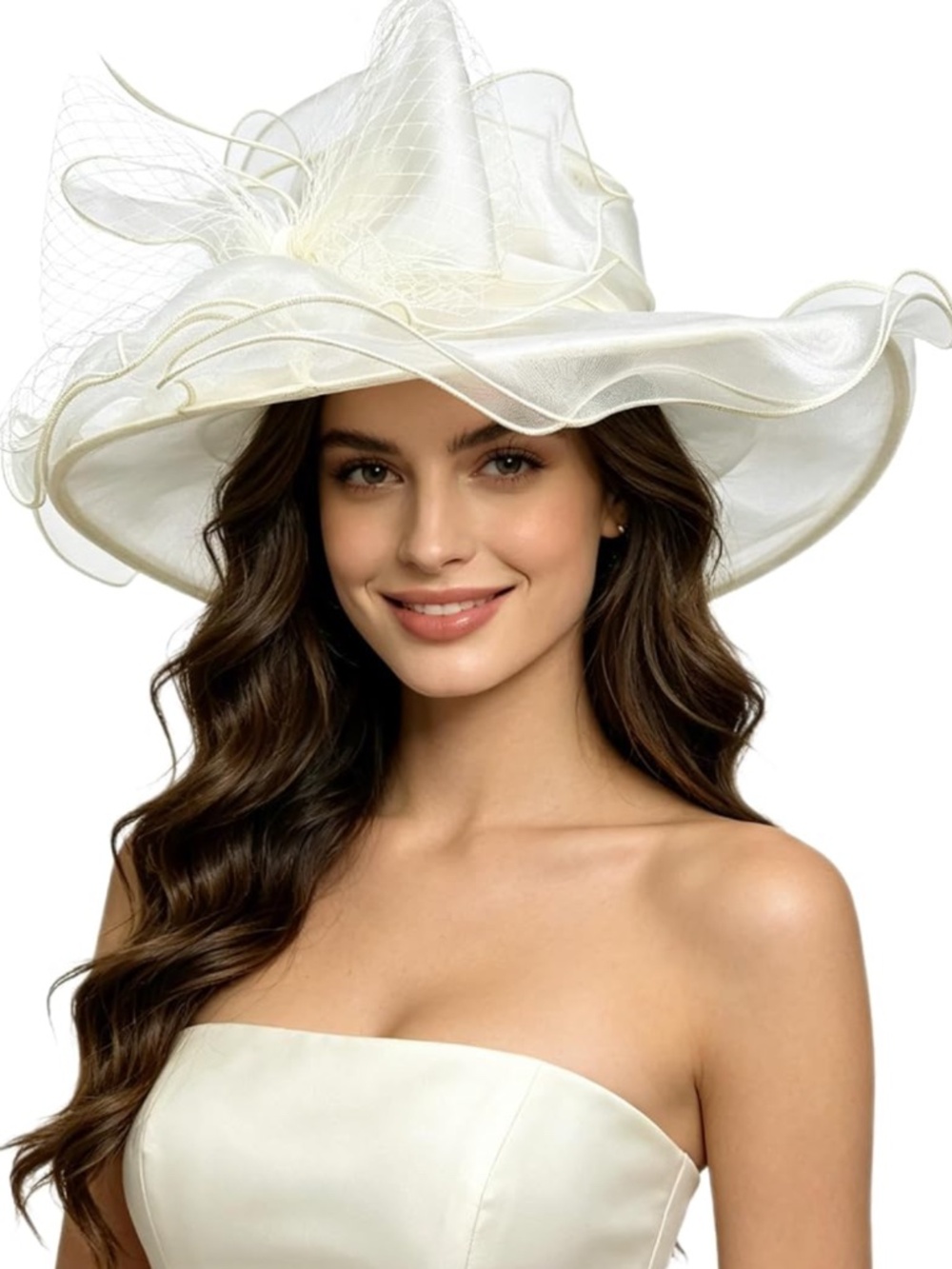 Women’s Elegant Wide Brim Wedding Tea Party Derby Fascinator Hat